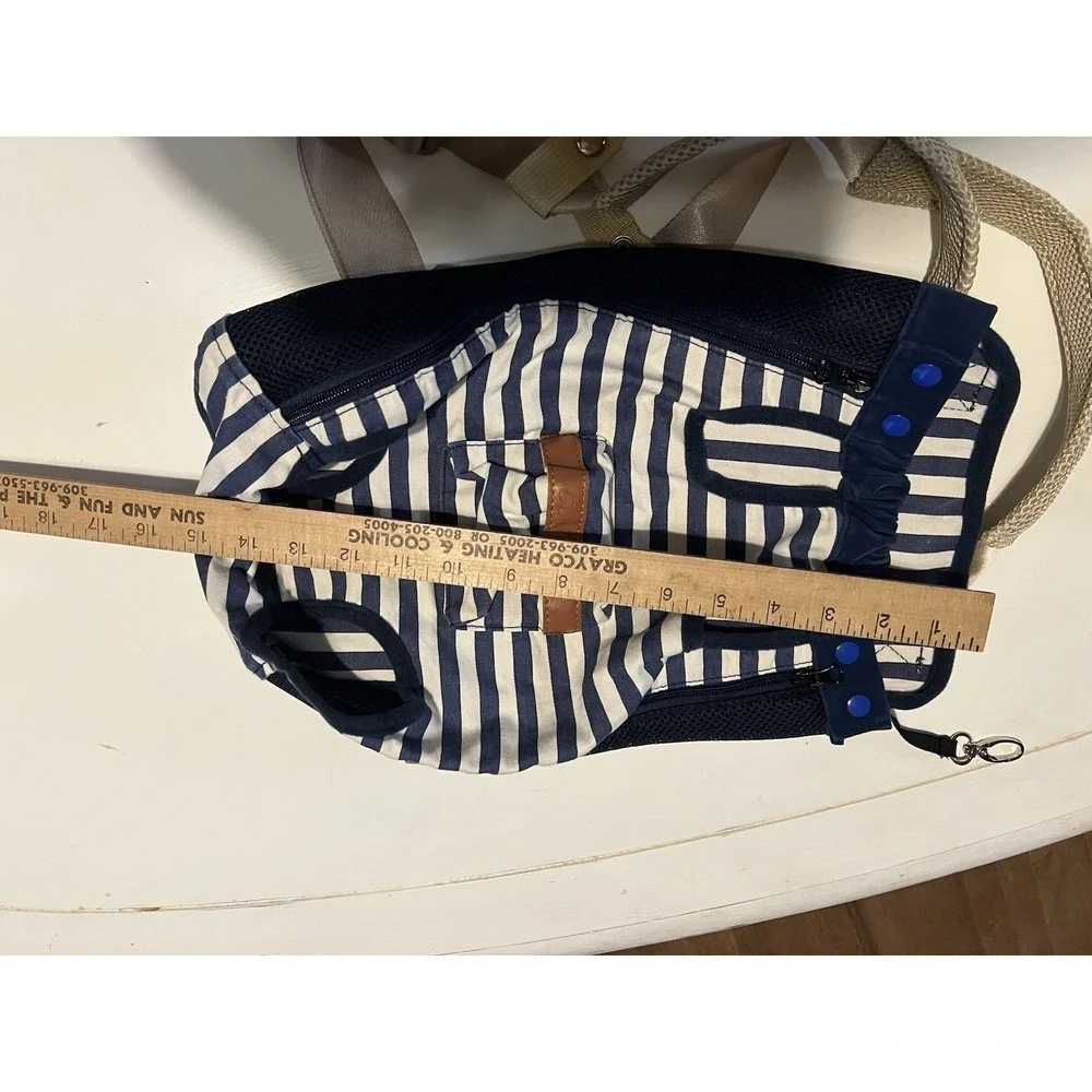 COODIA Legs Out Front Pet Dog Carrier Front Chest Backpack Blue Striped XL